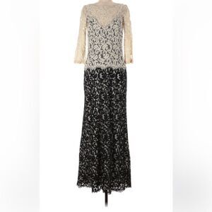 Tadashi Shoji Amberly Lace Maxi Gown Dress Women’s Size 8 Neutral / Black